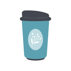 Environment thermo cup icon flat vector. Coffee bottle. Travel flask