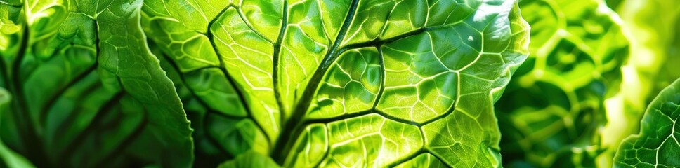 Veins of Life: The Intricate Patterns of a Green Lettuce Leaf - Generative AI
