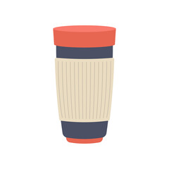 Environment thermo cup icon flat vector. Coffee bottle. Travel flask