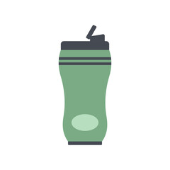 Environment thermo cup icon flat vector. Coffee bottle. Travel flask