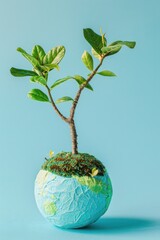 Paper Mache Earth Sprouting New Life - A Vision of Regrowth through Generative AI