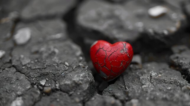 Visual representation of a heart full of pain and suffering in a moment of loneliness and abandonment. Lonely heart abandoned in broken heart concept.