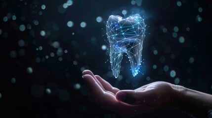 Glowing 3D hologram of tooth