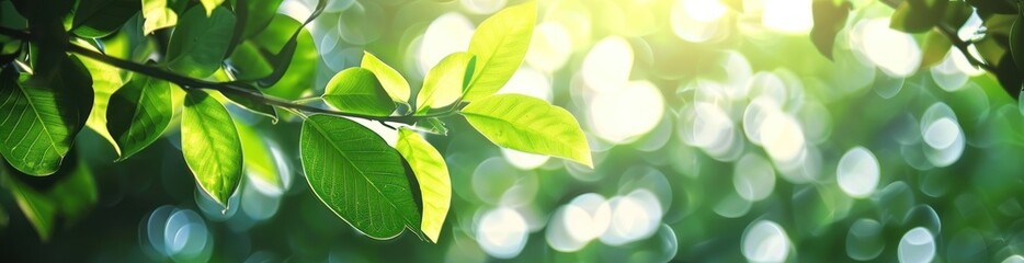 Whispers of Spring: Young Leaves Bathed in Golden Sunlight - Generative AI