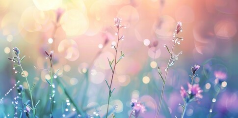 Morning Dew on Spring Wildflowers: A Pastel Dreamland - Generative AI