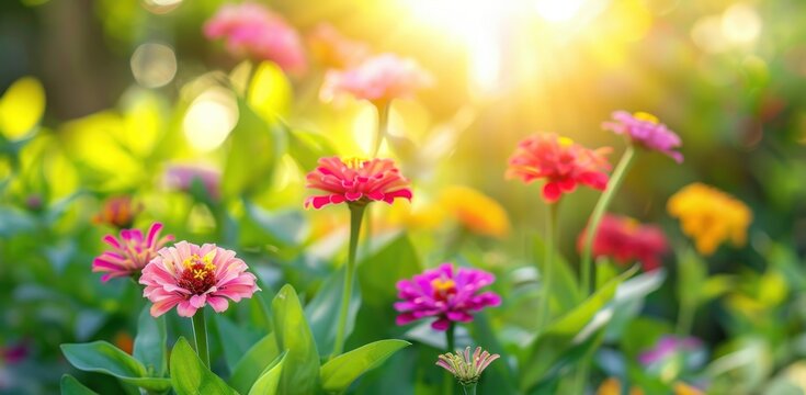 Sun-kissed Zinnia Elegance: A Vivid Symphony of Summer Blooms - Generative AI