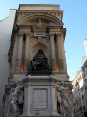 Statue of Jeau-Baptiste Poquelin aka Moliere - angle between rue Moliere and rue de Richelieu - Paris - France
