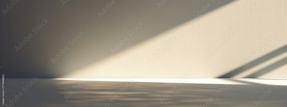 Poster a bright, sunlit background with a long shadow cast by an unseen object, creating a blank space bene