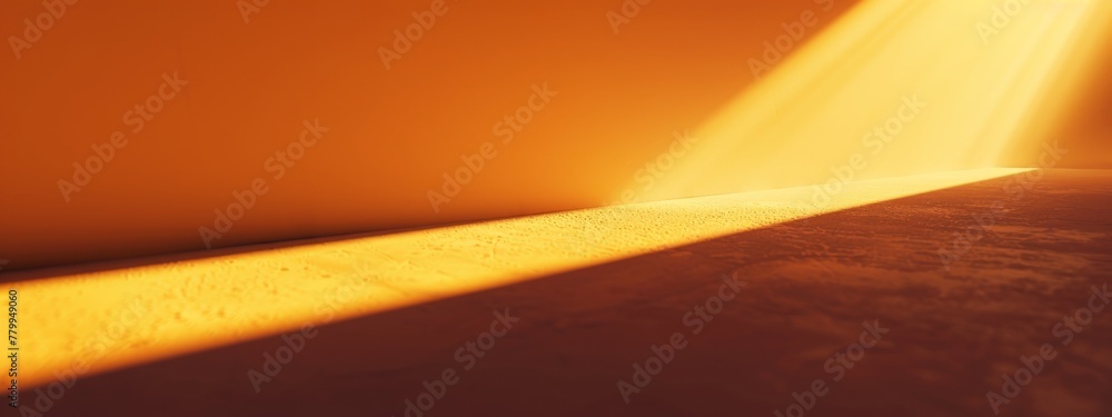 Poster a bright, sunlit background with a long shadow cast by an unseen object, creating a blank space bene