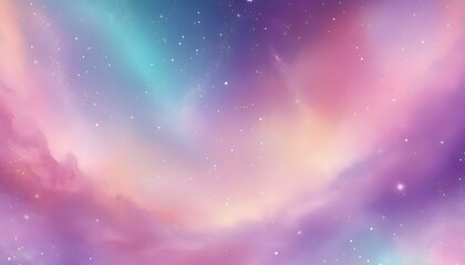 Pink unicorn sky with stars. Cute purple pastel background. Fantasy dreaming galaxy and magic wavy...