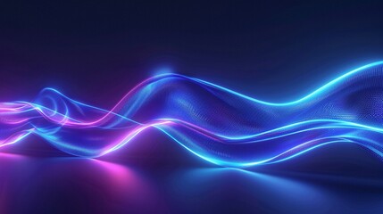 Fototapeta premium Smooth blue gradient, abstract digital background, technology curve, neon essence