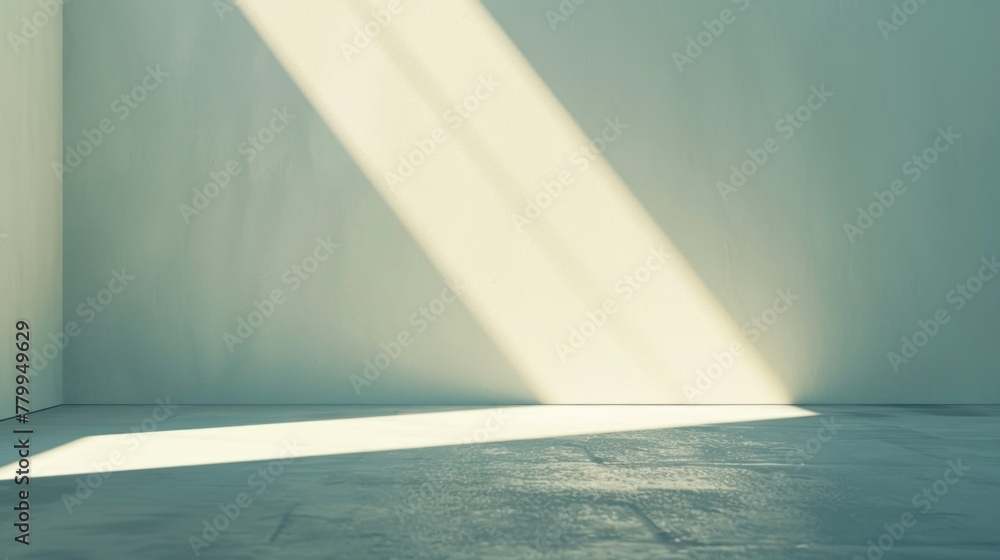 Poster a bright, sunlit background with a long shadow cast by an unseen object, creating a blank space bene