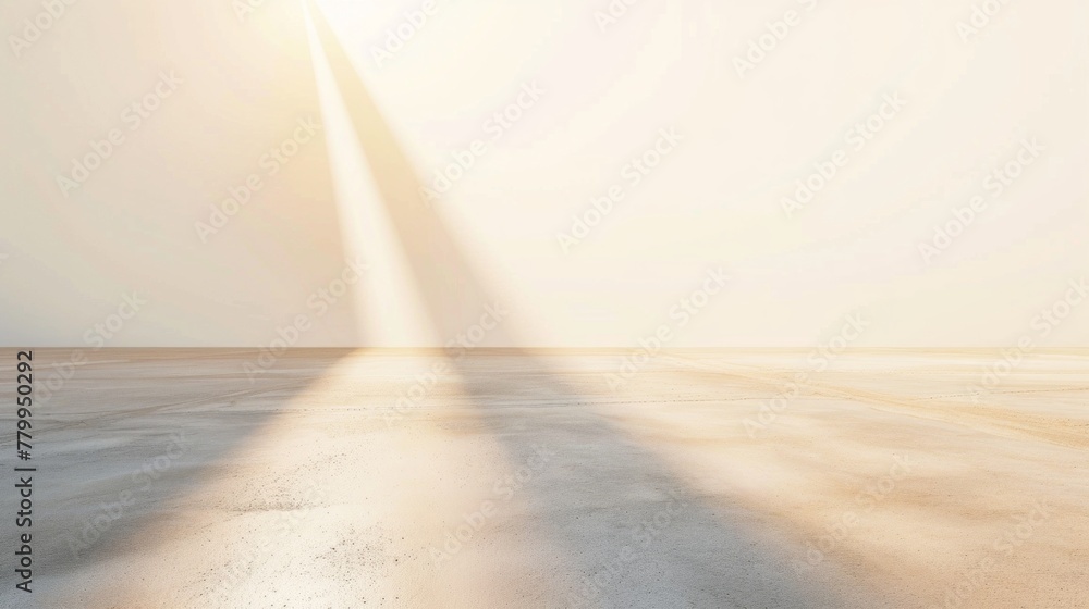 Poster a bright, sunlit background with a long shadow cast by an unseen object, creating a blank space bene