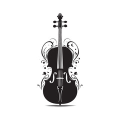 Symphony in Silhouette: Harmonic Cello Silhouette, Accompanied by Minimal Vector Design, Cello Illustration - Minimallest Cello Vector
