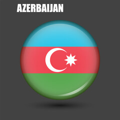 The national flag of Azerbaijan is in the shape of a circle.Vector.
Round 3d flag icon with high detail.
Spherical illustration of the flag.