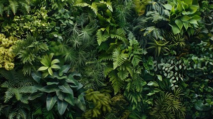 Layers of lush greenery creating a rich tapestry of textures, perfect for a natural backdrop.