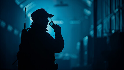 Silhouette with a radio.