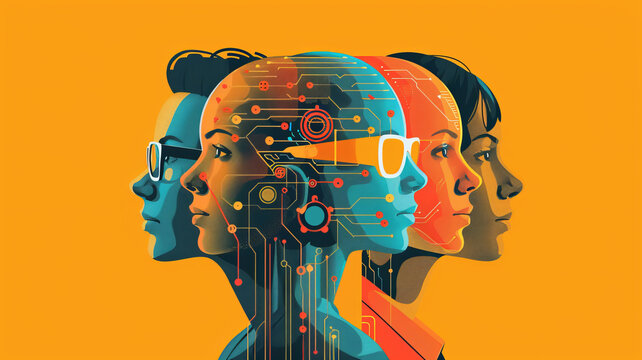 Illustration artificial intelligence and machine learning concept. Modern technology. Technologies of the future