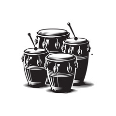 Drummer's Delight: Exquisite Conga Drum Silhouette, Illustrated with Conga Drum Illustration - Minimallest Conga Drum Vector
 - obrazy, fototapety, plakaty