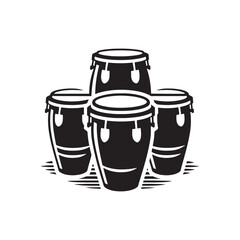 Musical Melody: Silhouette of Conga Drum Instrument, Embellished with Conga Drum Illustration - Minimallest Conga Drum Vector

