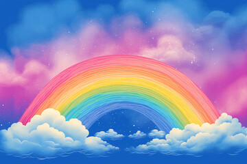 A vibrant rainbow stretching across the sky on a blank t-shirt.