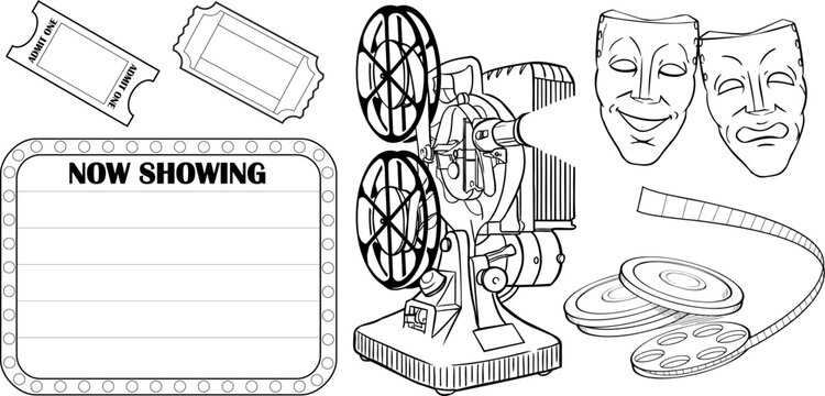 Theater Tickets Marquee Projector Masks Film Vector Pack