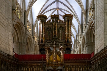 Organ in Gloucester cathedral, Gloucestershire, England