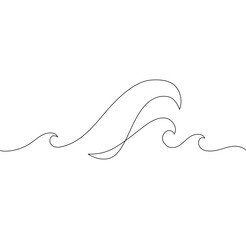 Sea waves one line drawing art. Abstract wave continuous line. - 779956038