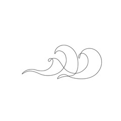 Sea waves one line drawing art. Abstract wave continuous line.