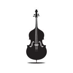 Musical Artistry: Magnificent Double Bass Silhouette, Illustrated and Vectorized with Precision, Double Bass Illustration - Minimallest Double Bass Vector
