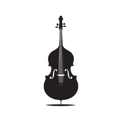 Naklejka premium Musical Artistry: Magnificent Double Bass Silhouette, Illustrated and Vectorized with Precision, Double Bass Illustration - Minimallest Double Bass Vector 