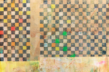 Paper with checkered pattern, grunge background