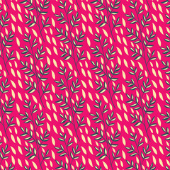 Seamless flowewrs and leaves pattern. Vector illustration