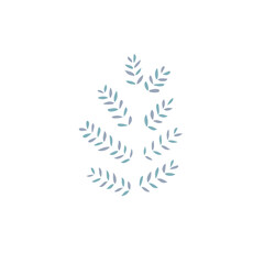 Green curved sprout with silhouette leaf. Icon Isolated on white.