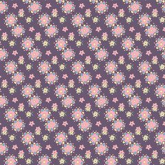 Seamless flowewrs and leaves pattern. Vector illustration
