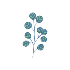 Green curved sprout with silhouette leaf. Icon Isolated on white.