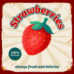 strawberry vintage advertising banner illustration