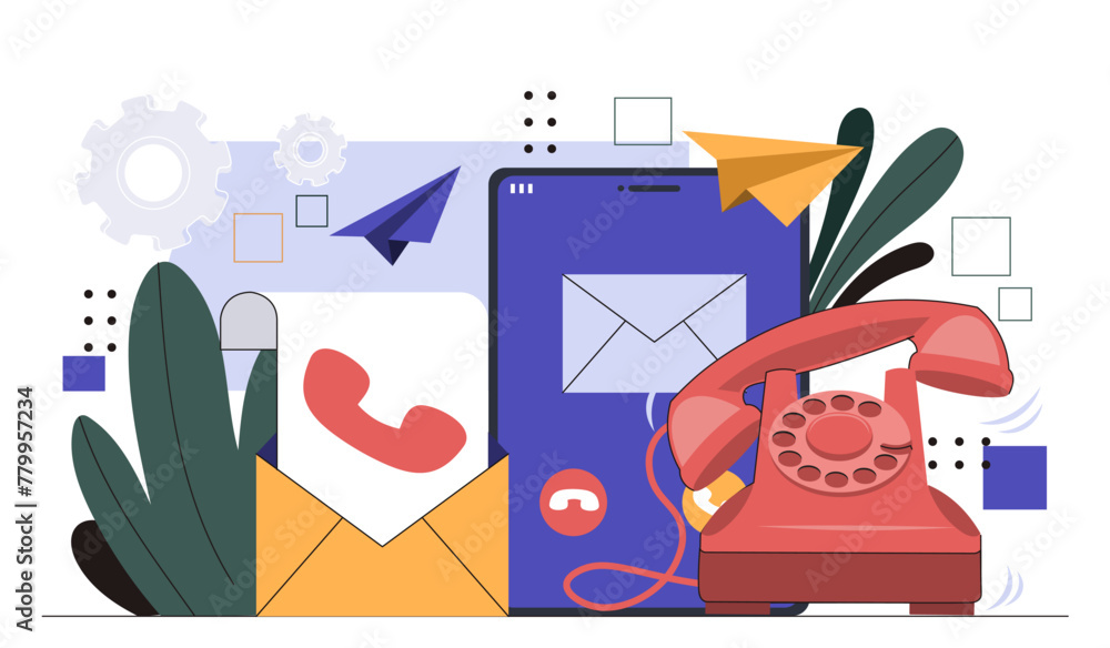 Poster contact us concept. support for clients and asnwers to frequently asked questions. guide and manual 