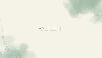 Abstract horizontal watercolor background. Neutral light brown green colored empty space background illustration