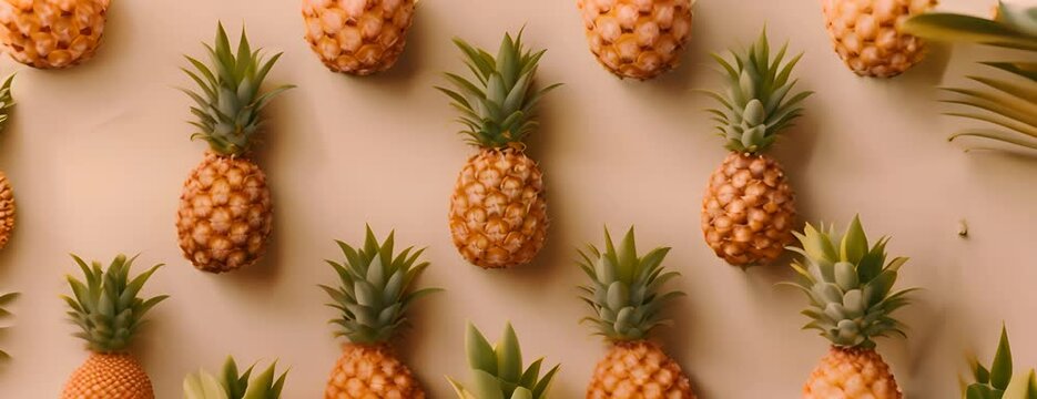 illustration of a pattern of pineapples arranged in a grid 4K Video
