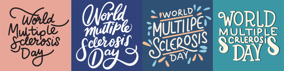 World Multiple Sclerosis Day collection of text banner. Hand drawn vector art.