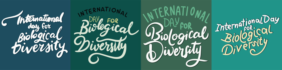 International Day for biological Diversity collection of text banner. Hand drawn vector art.