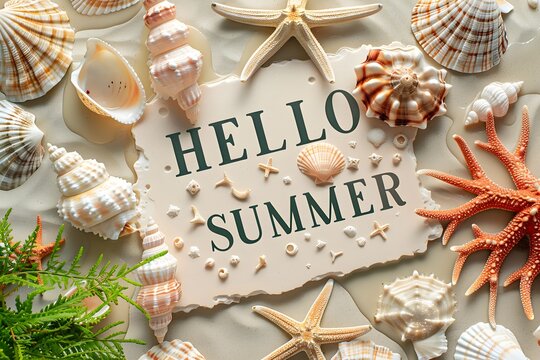 hello summer written on the beach