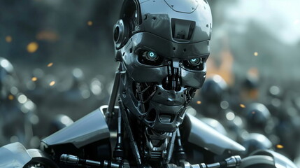 Rebellion of AI Machines Against Human Overlords, Robotic Uprising Saga - obrazy, fototapety, plakaty