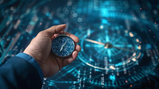 Hand Holding a Digital Compass