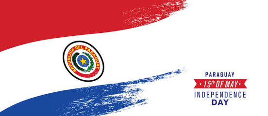 Paraguay happy independence day greeting card, banner vector illustration