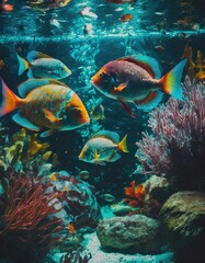 Fototapeta premium Aquarium full of colorful fish 