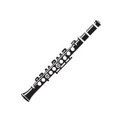 Rhythmic Harmony: Dynamic Flute Silhouette, Echoing the Melody of Nature, Flute Illustration - Minimallest Flute Vector
