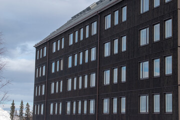 KIRUNA, LAPLAND SWEDEN - APRIL 3, 2024: Kiruna new city center. New residential area close to Kurravaaravagen.