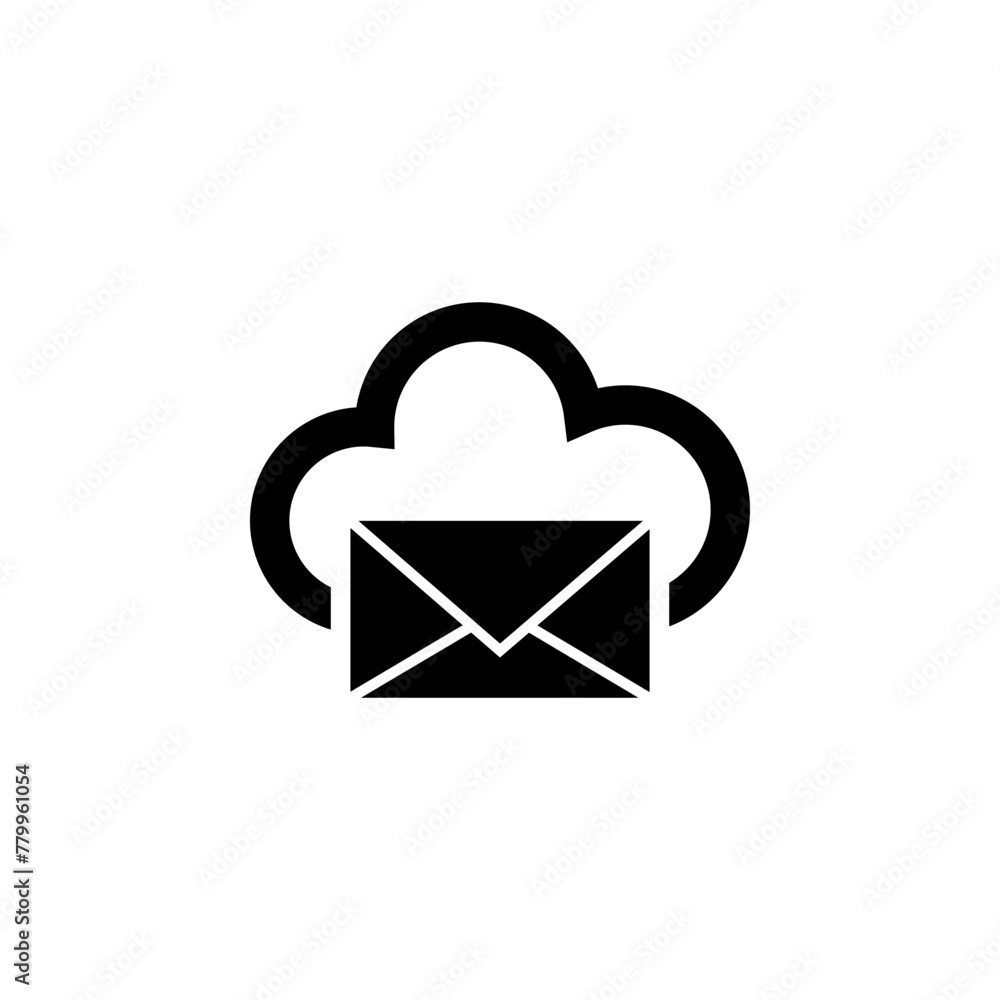 Poster cloud mail flat vector icon. simple solid symbol isolated on white background